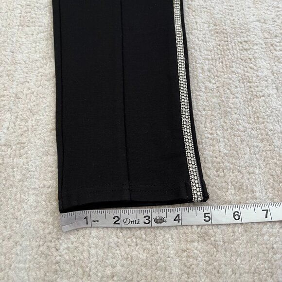 Zara Black Pull On Crop Pants L Bling Tuxedo Striped - Picture 6 of 10